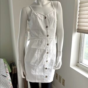 White  Button-Front Denim Mini Dress NEW L
